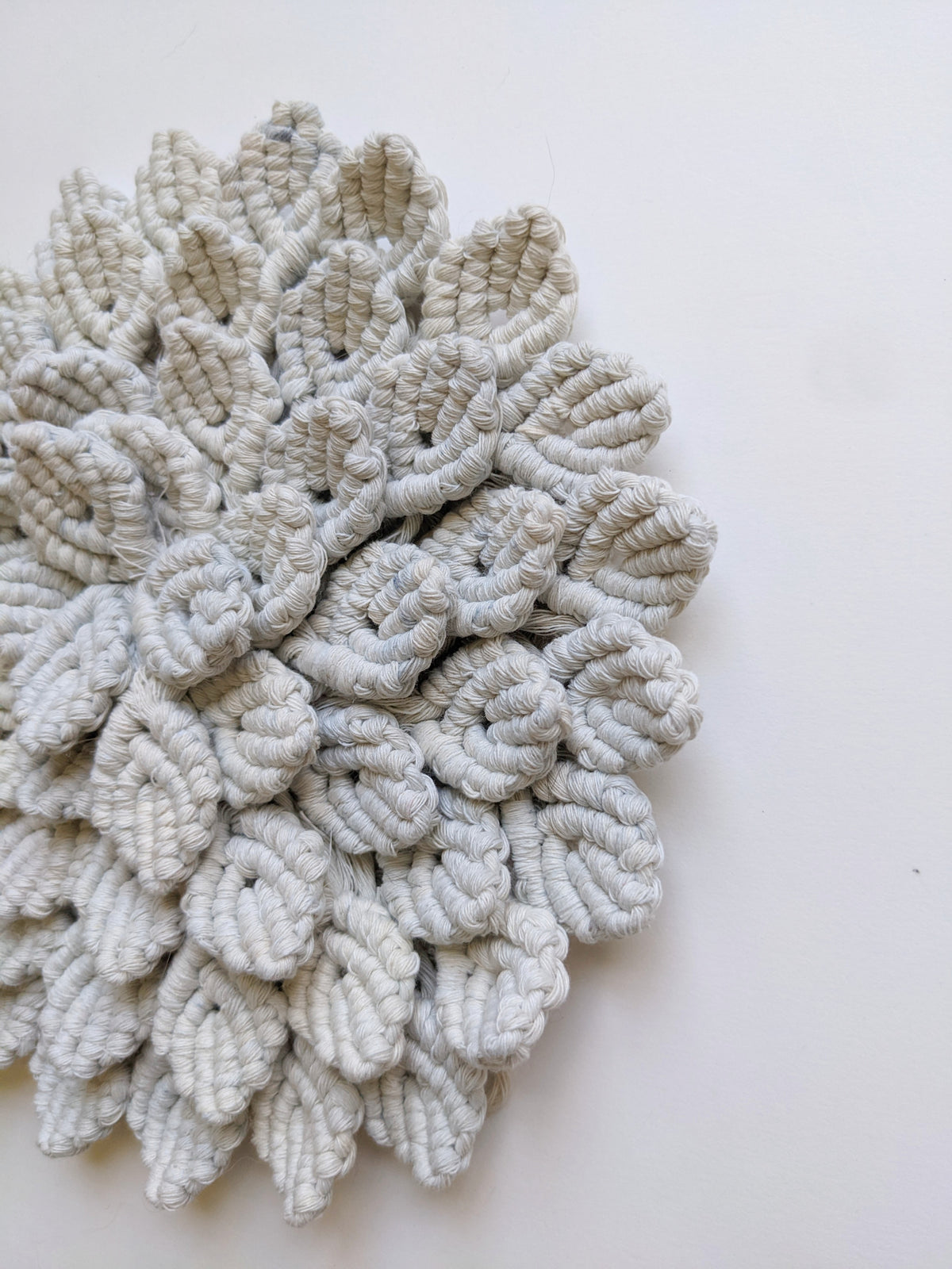 Macrame Hydrangea - Light Blue String Theories Fiber Design