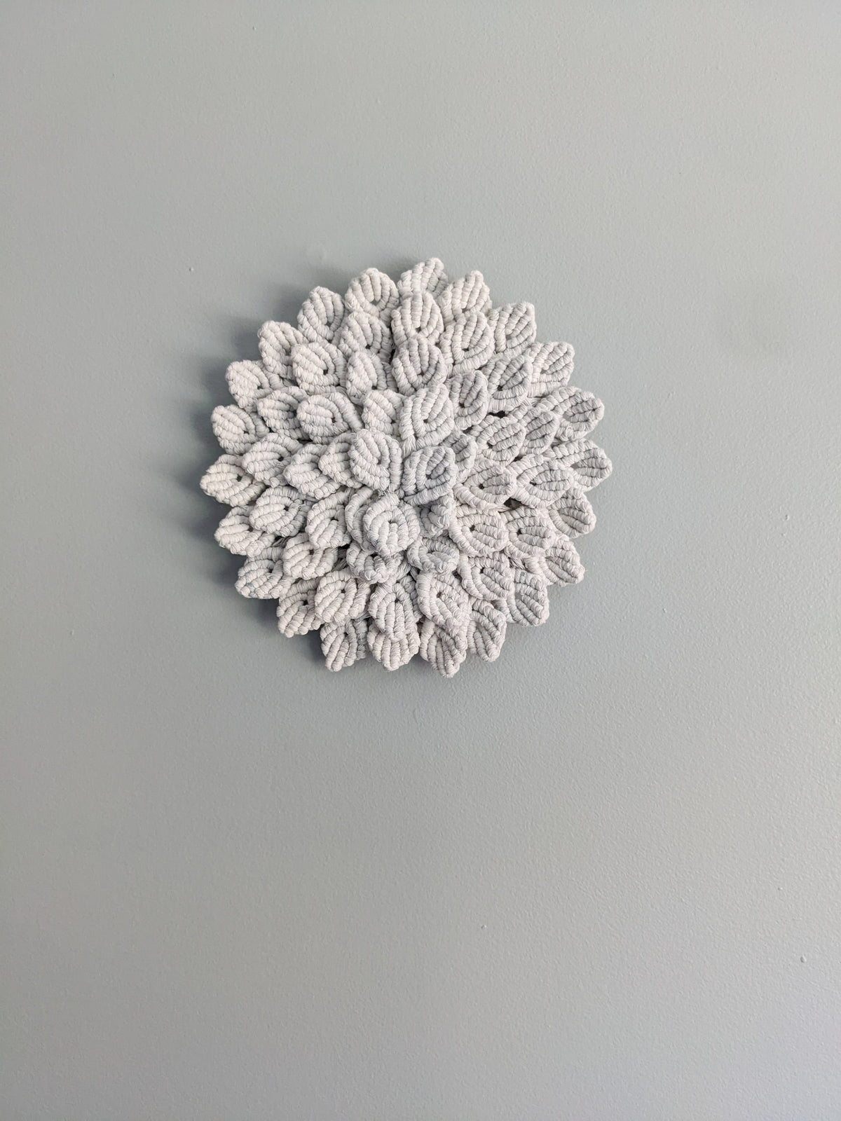 Macrame Hydrangea - Light Blue String Theories Fiber Design