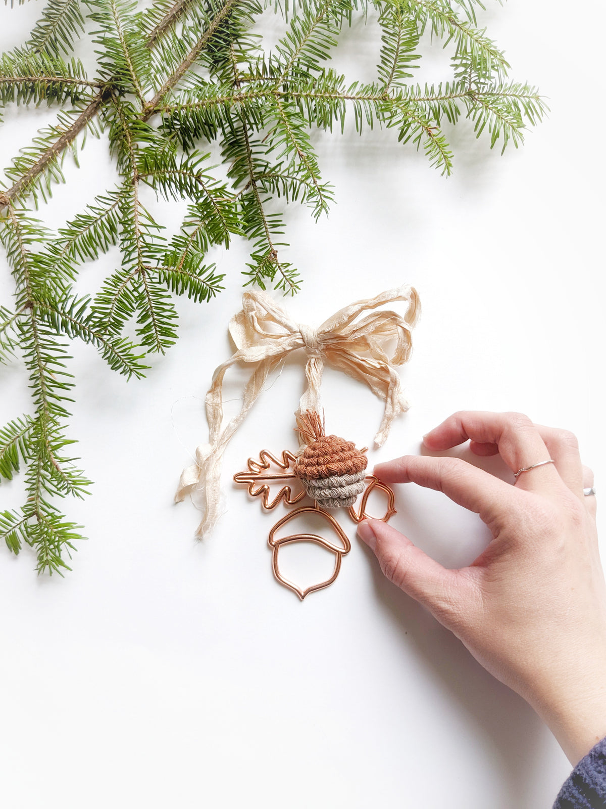Macrame Acorn Frame Ornament