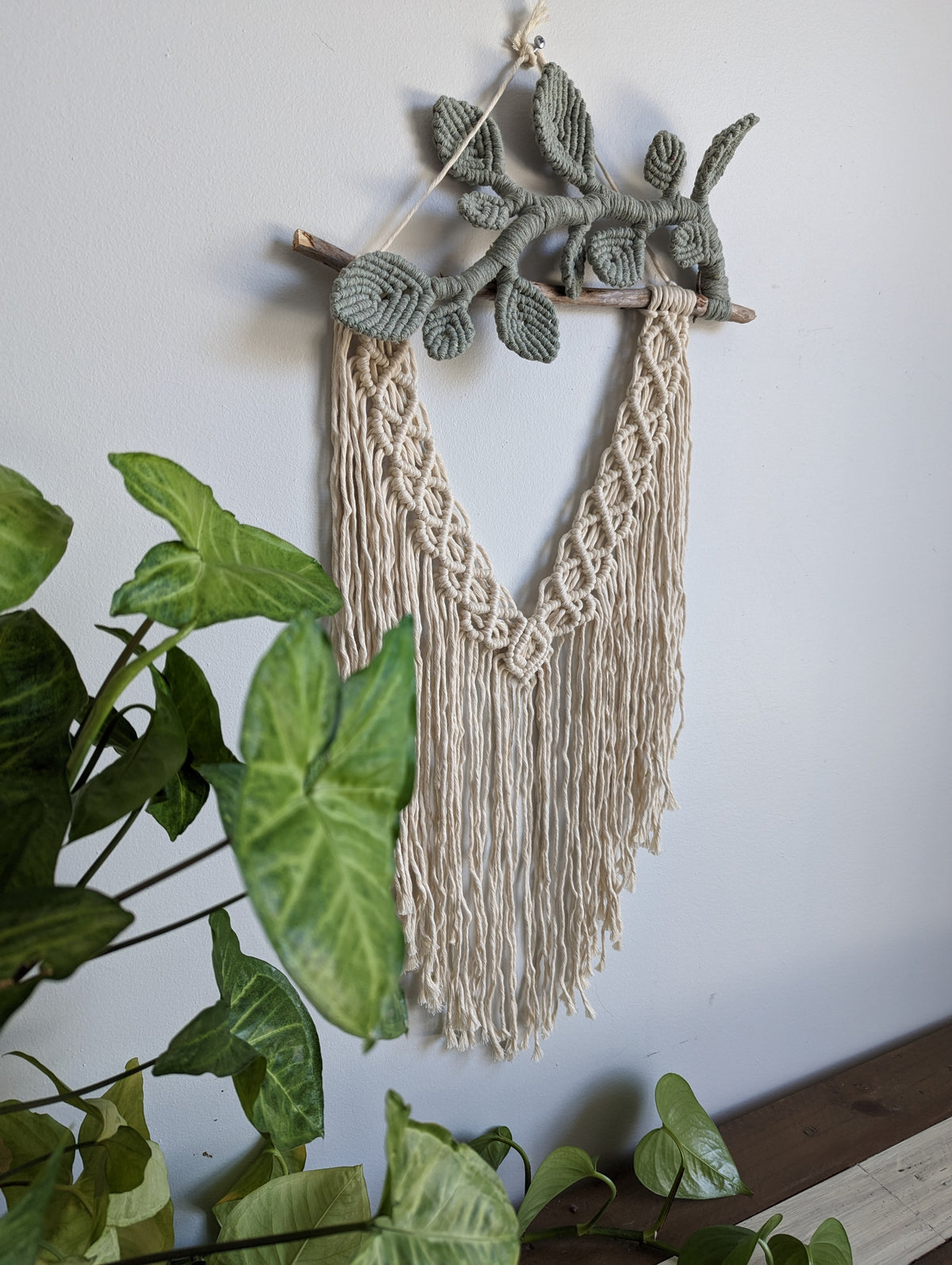 Flower Crown Macrame Hanging - Small - Natural & Sage