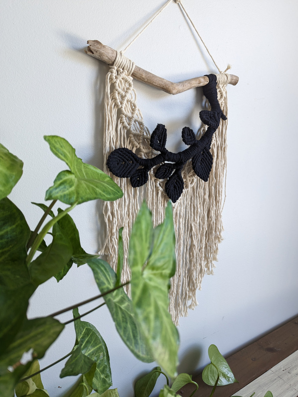 Flower Crown Macrame Hanging - Small - Natural & Black