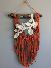 Load image into Gallery viewer, Flower Crown Macrame Hanging - Small - Burnt Orange &amp; Natural
