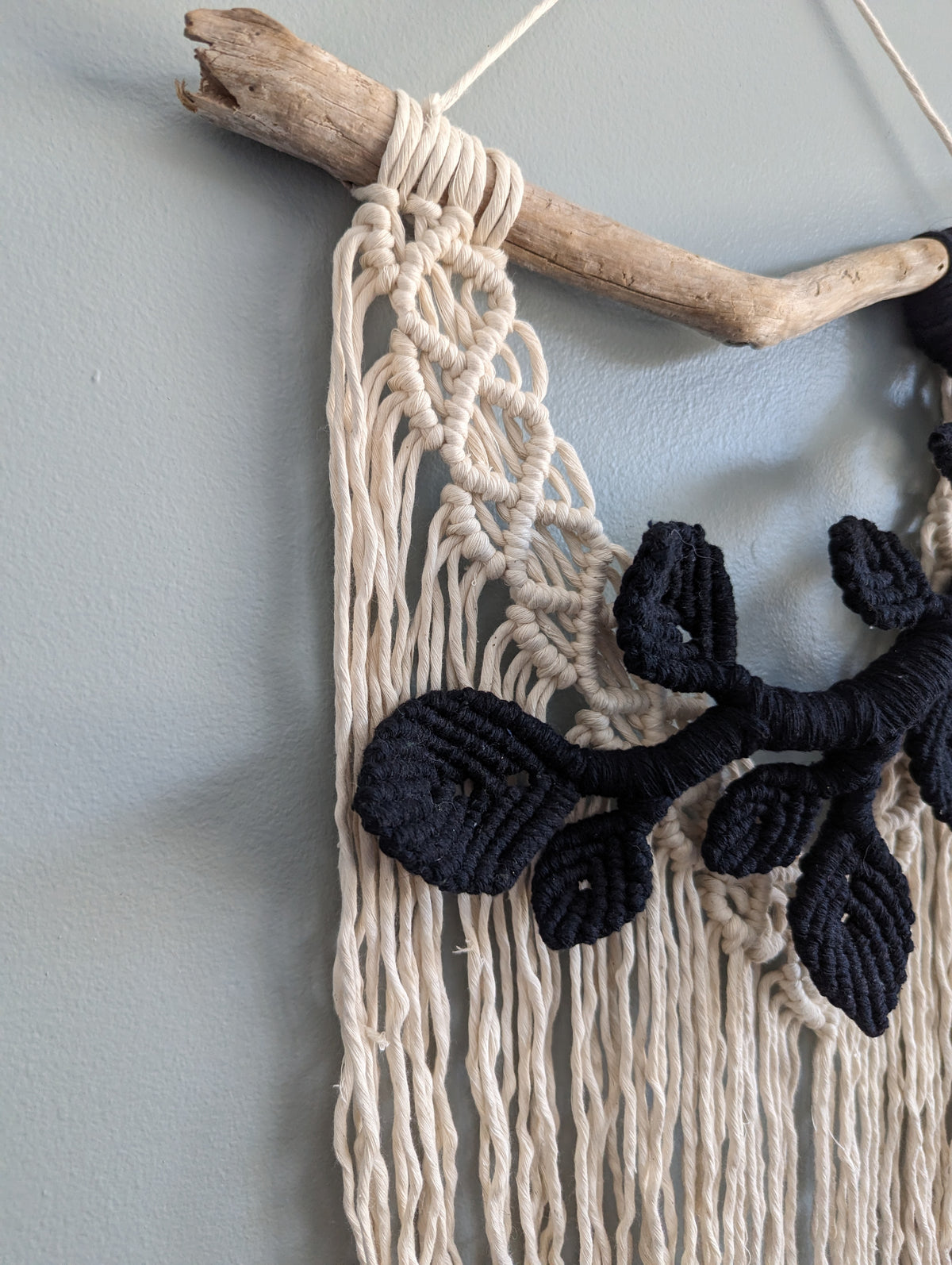 Flower Crown Macrame Hanging - Small - Natural & Black