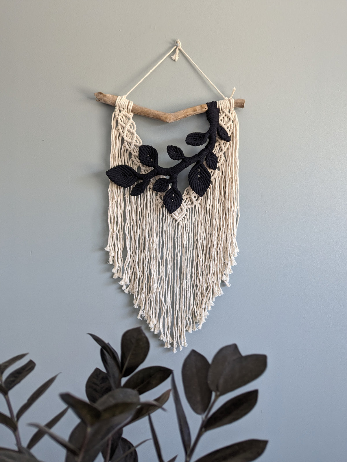 Flower Crown Macrame Hanging - Small - Natural & Black