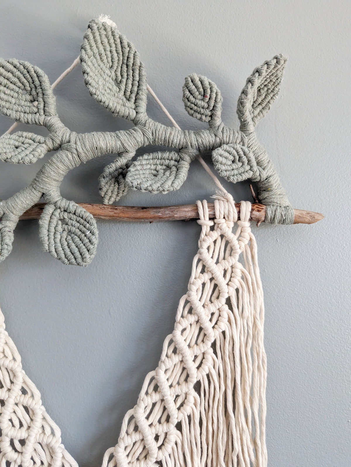 Flower Crown Macrame Hanging - Small - Natural & Sage
