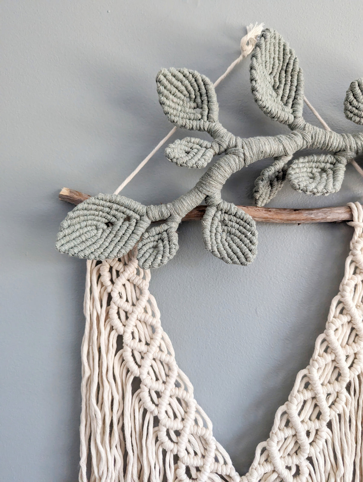 Flower Crown Macrame Hanging - Small - Natural & Sage