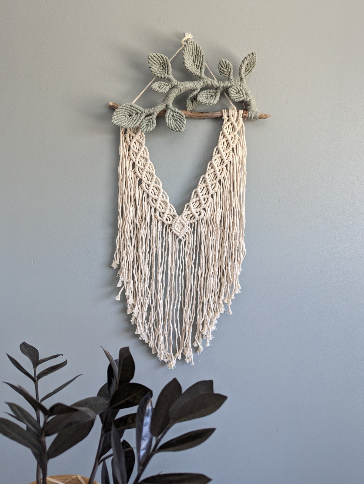 Flower Crown Macrame Hanging - Small - Natural & Sage