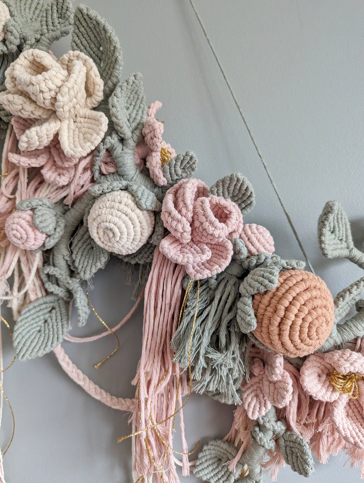 Macrame Boho Floral Wall Hanging Sculpture