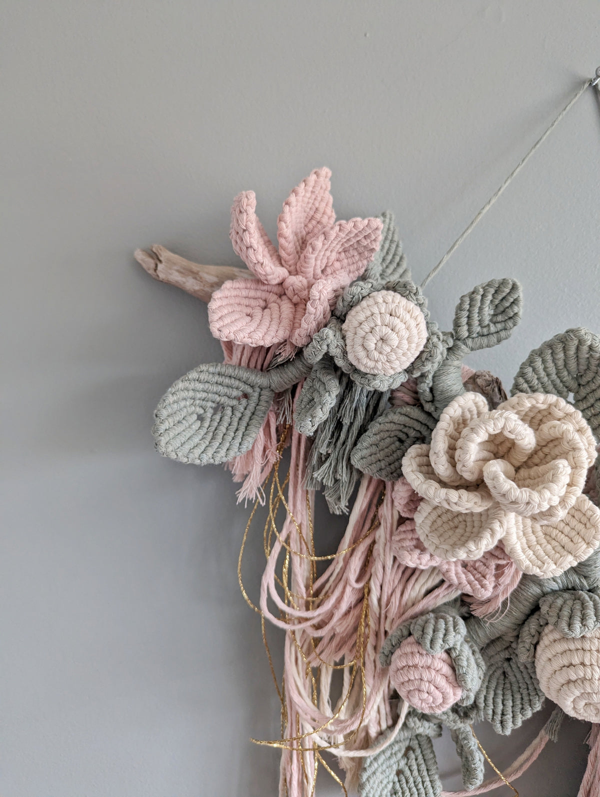 Macrame Boho Floral Wall Hanging Sculpture