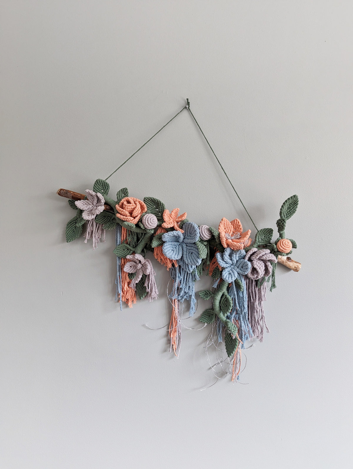 Macrame Boho Floral Wall Hanging Sculpture