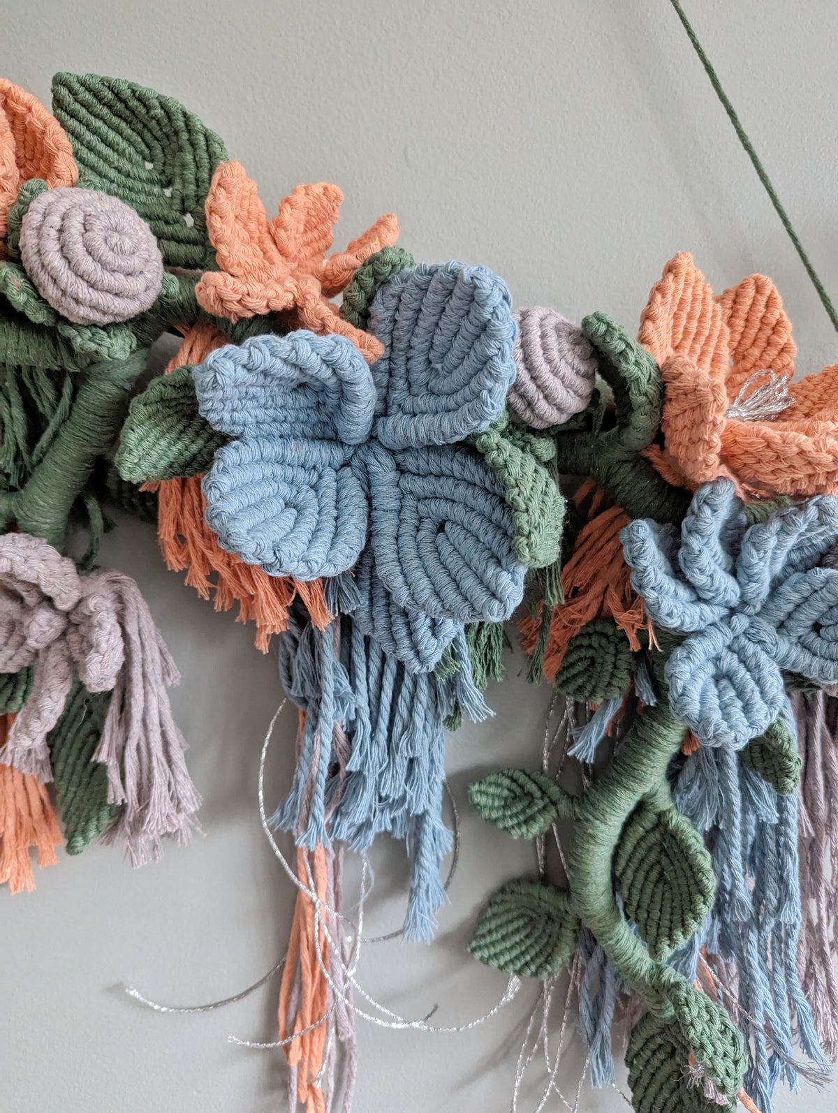 Macrame Boho Floral Wall Hanging Sculpture