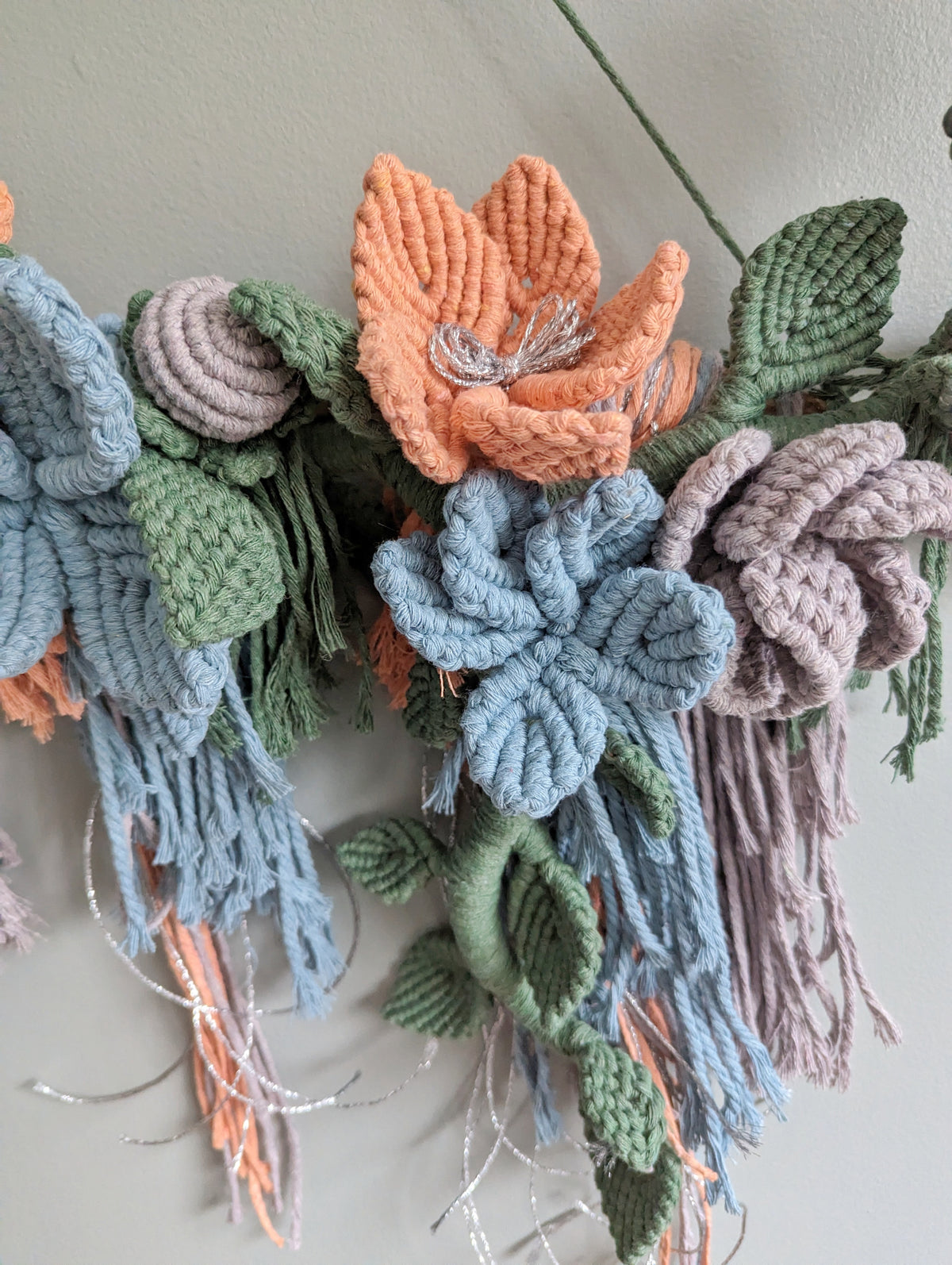 Macrame Boho Floral Wall Hanging Sculpture