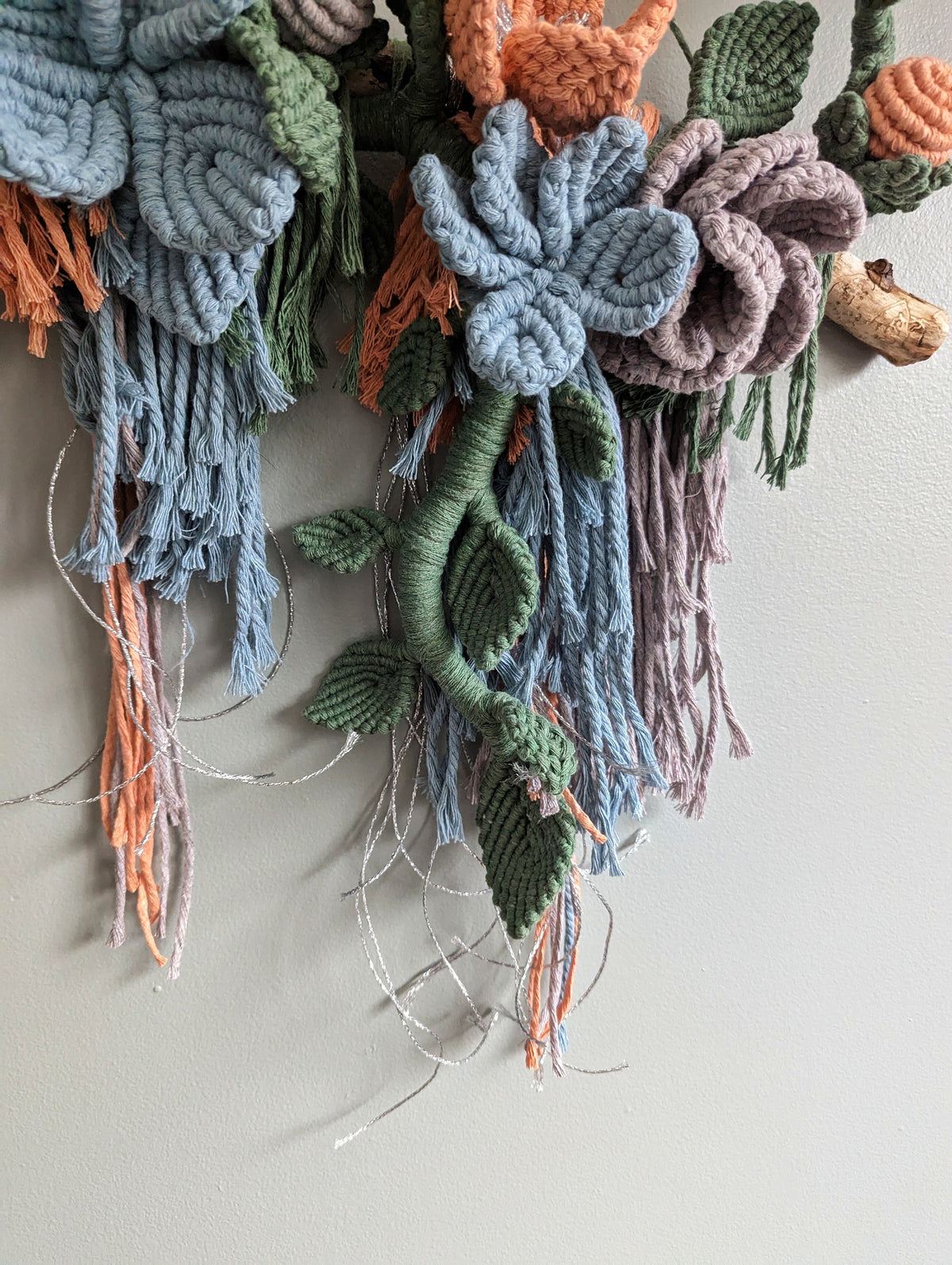 Macrame Boho Floral Wall Hanging Sculpture