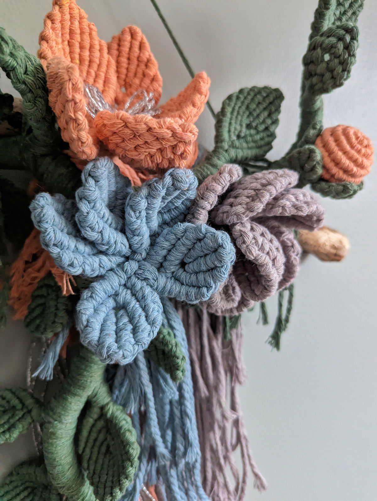 Macrame Boho Floral Wall Hanging Sculpture
