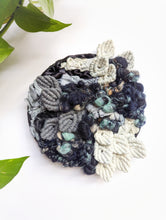 Load image into Gallery viewer, Woven Mermaid Scale Wall Hanging - Indigo - Macrame Sculptural Weaving
