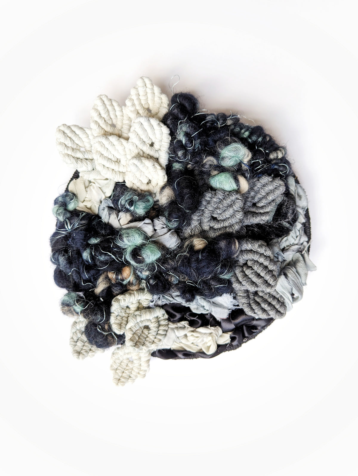 Woven Mermaid Scale Wall Hanging - Indigo - Macrame Sculptural Weaving