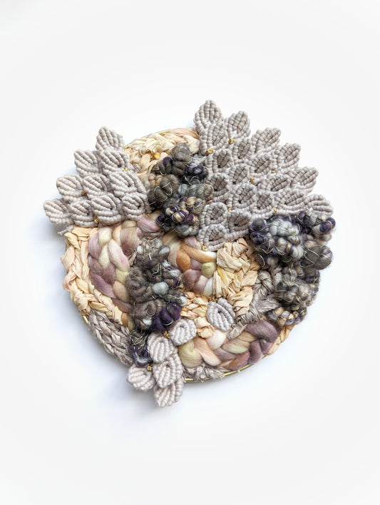 Woven Mermaid Scale Wall Hanging - Purple - Macrame Sculptural Weaving