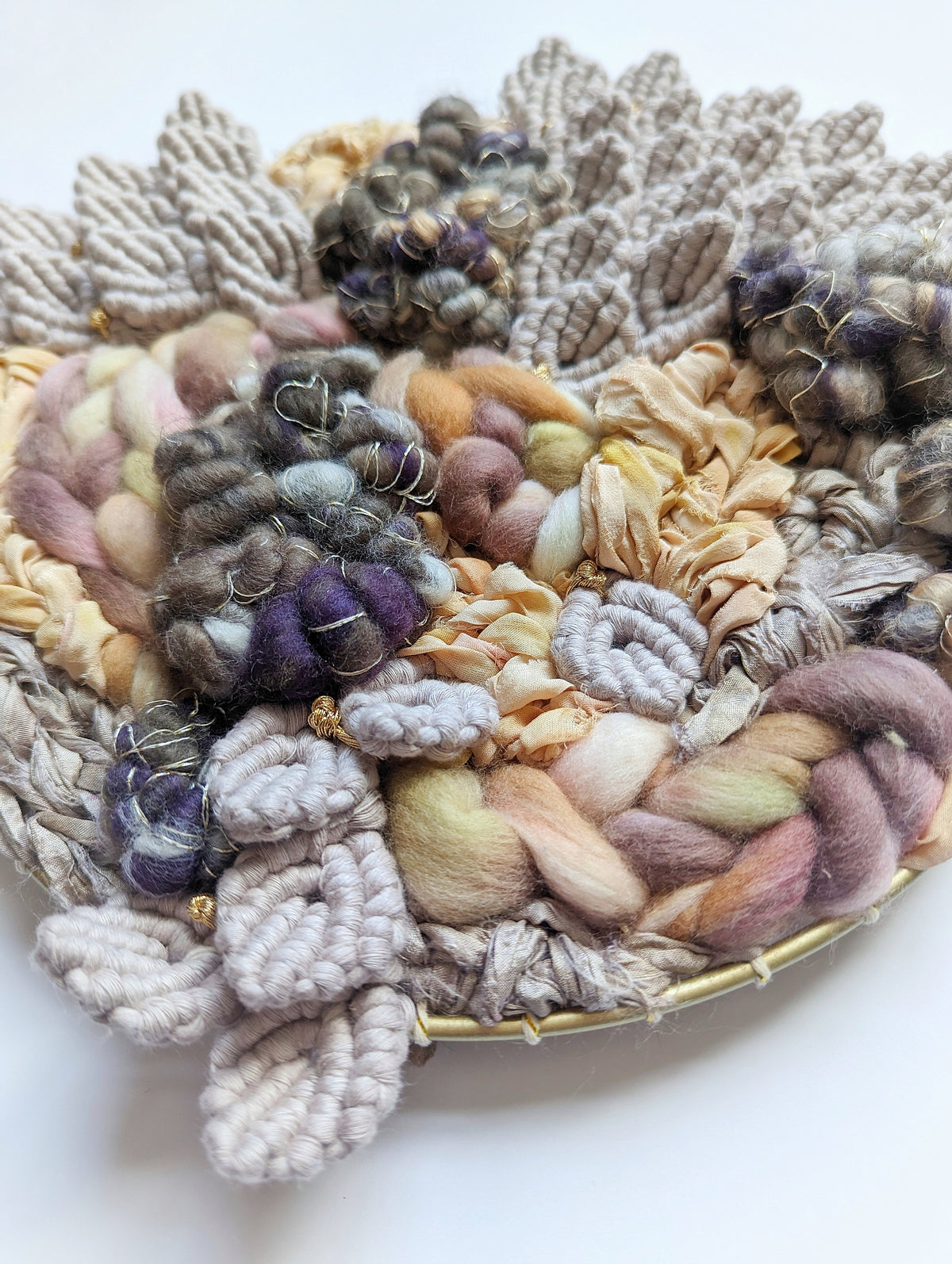 Woven Mermaid Scale Wall Hanging - Purple - Macrame Sculptural Weaving