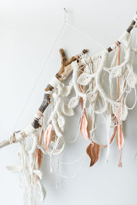 Macrame Wall Hanging Sculpture - Draped Silk - Copper Leaves String Theories Fiber Design
