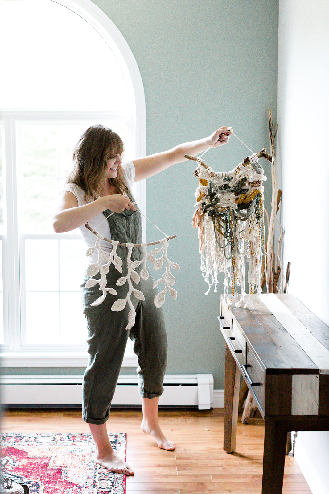 Macrame Wall Hanging - Hanging Vines and Leaves - Sculpture String Theories Fiber Design