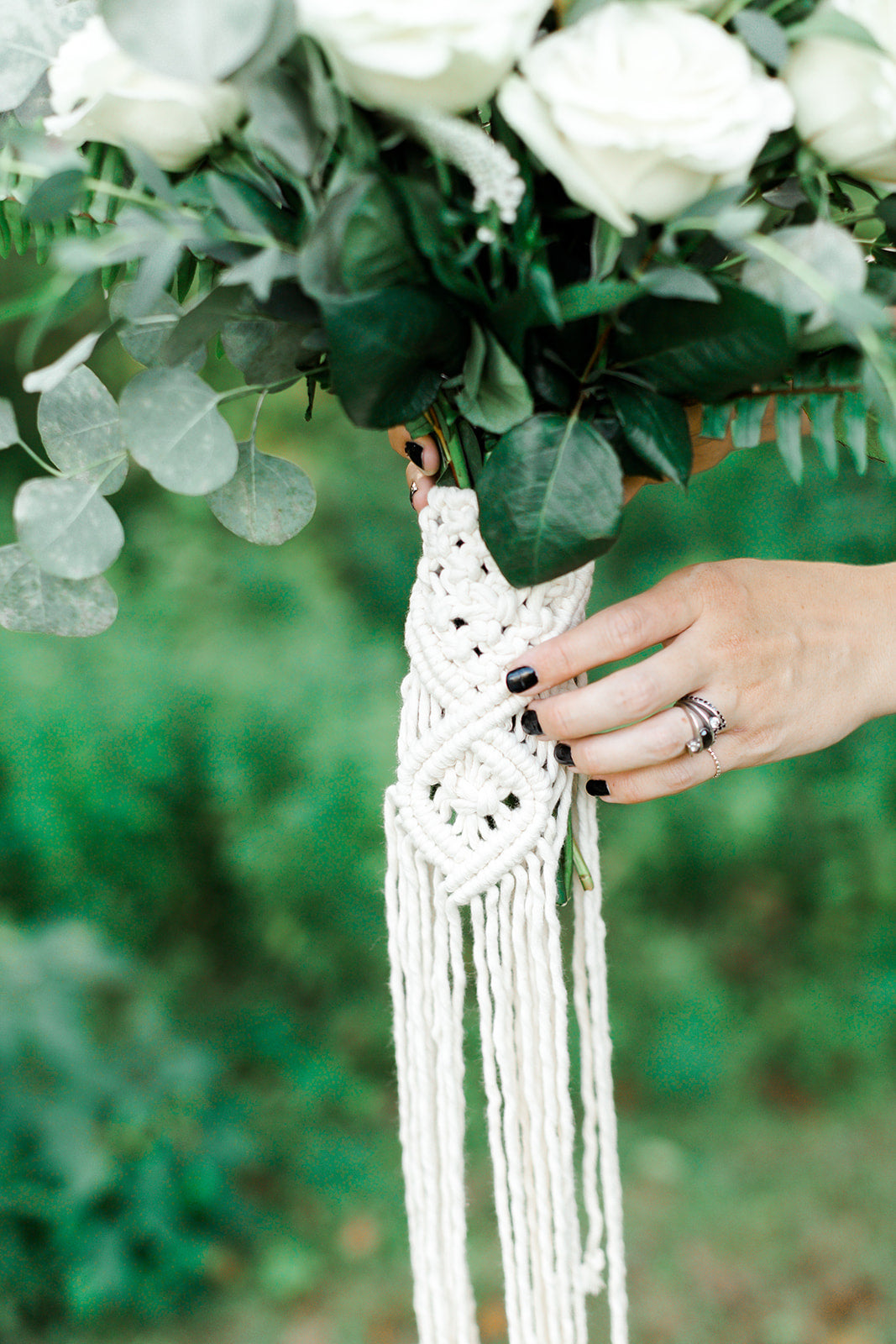 Macrame Wedding Bouquet Wrap in Cream String Theories Fiber Design