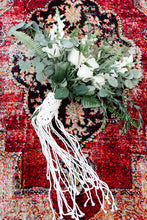 Load image into Gallery viewer, Macrame Wedding Bouquet Wrap in Cream String Theories Fiber Design
