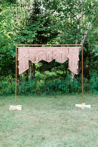 Pink Macrame Wedding Backdrop // Macrame Ceremony Arch String Theories Fiber Design