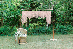Pink Macrame Wedding Backdrop // Macrame Ceremony Arch String Theories Fiber Design