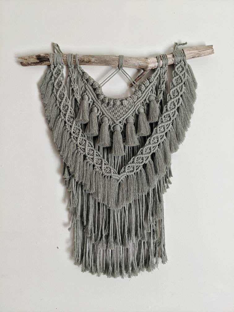 Extra Layered Macrame Wall Hanging - Sage Green String Theories Fiber Design