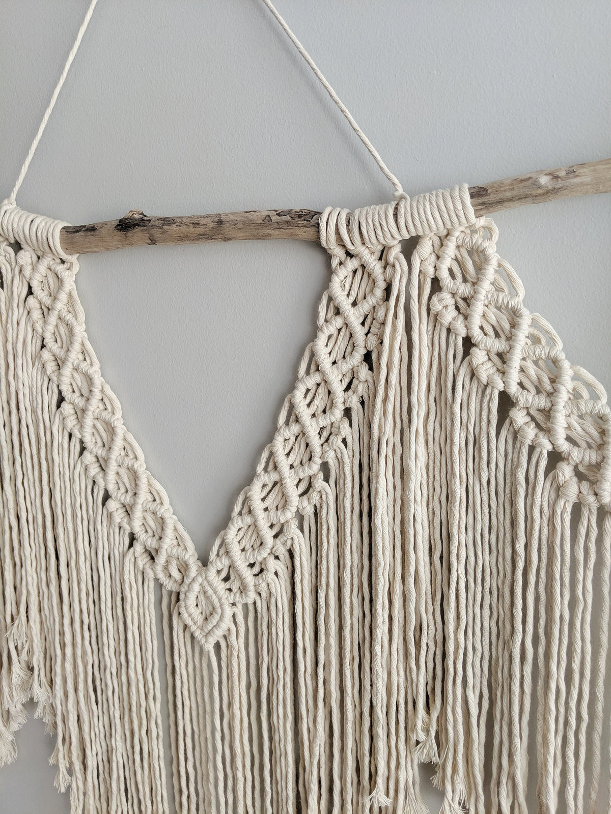 Macrame Wall Hanging - Triple Fringe String Theories Fiber Design