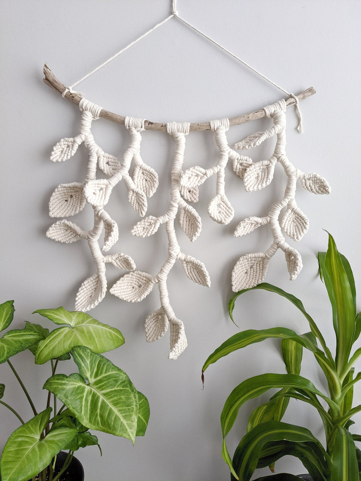 Macrame Wall Hanging - Hanging Vines and Leaves - Sculpture String Theories Fiber Design