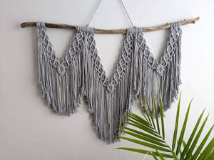 Macrame Wall Hanging - Triple Fringe String Theories Fiber Design