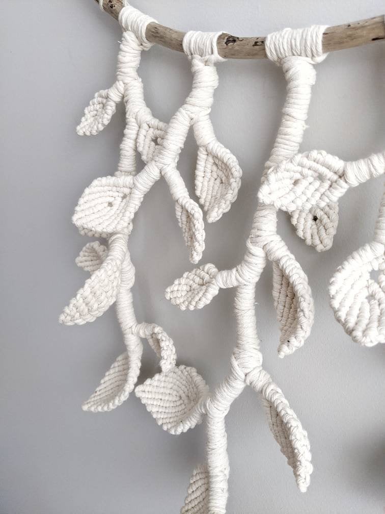 Macrame Wall Hanging - Hanging Vines and Leaves - Sculpture String Theories Fiber Design