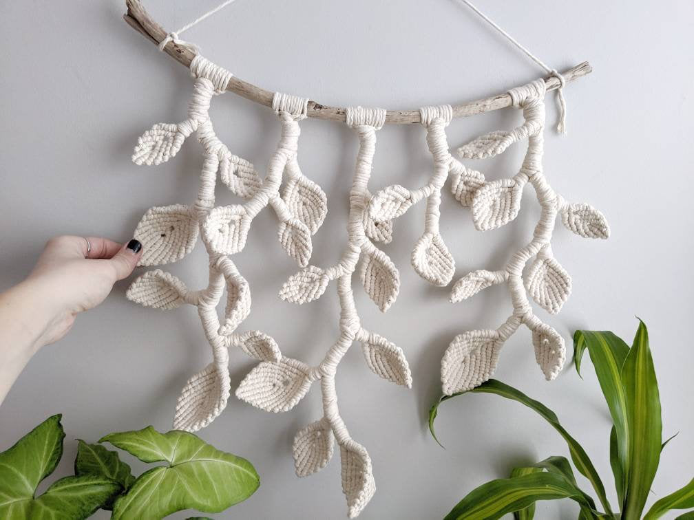 Macrame Wall Hanging - Hanging Vines and Leaves - Sculpture String Theories Fiber Design