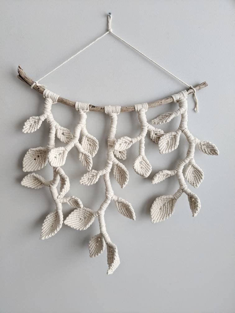 Macrame Wall Hanging - Hanging Vines and Leaves - Sculpture String Theories Fiber Design
