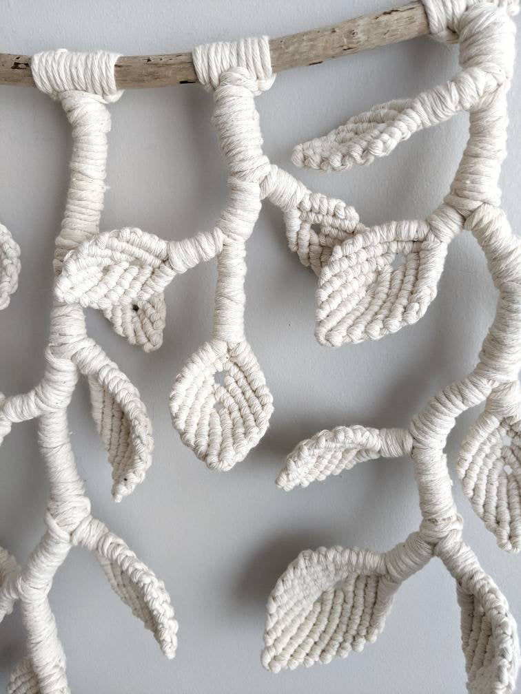 Macrame Wall Hanging - Hanging Vines and Leaves - Sculpture String Theories Fiber Design