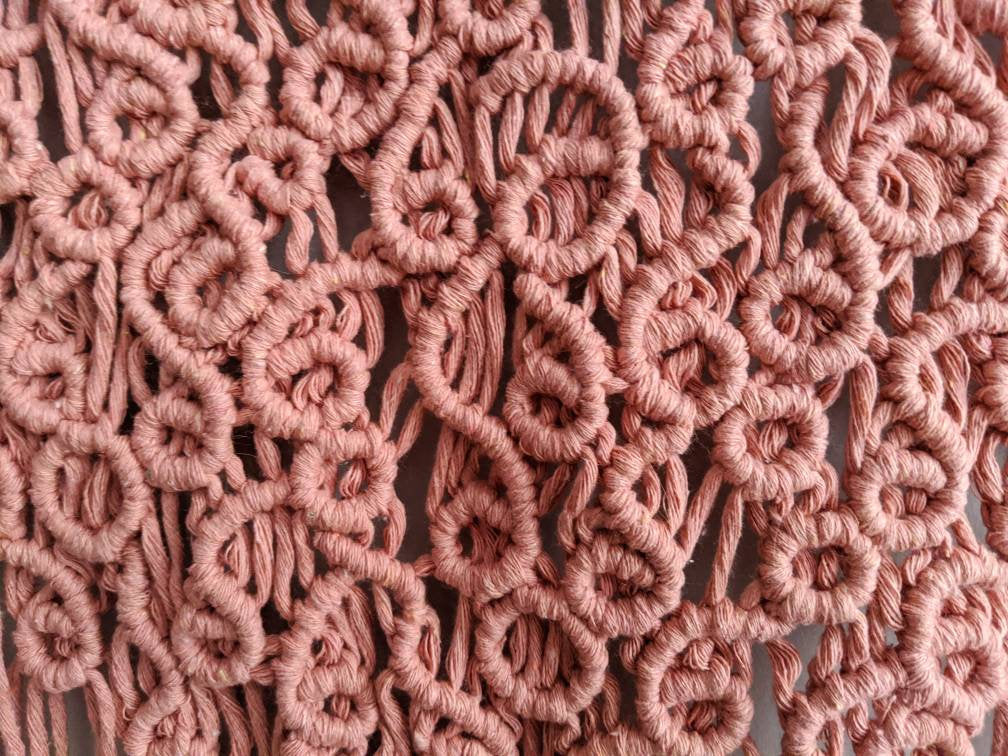 Macrame Squiggles Pink Wall Hanging Tapestry String Theories Fiber Design