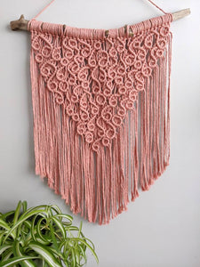 Macrame Squiggles Pink Wall Hanging Tapestry String Theories Fiber Design
