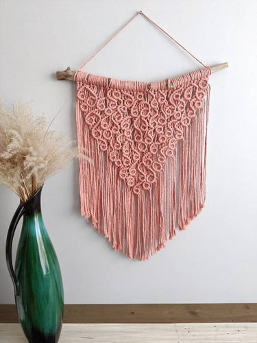 Macrame Squiggles Pink Wall Hanging Tapestry