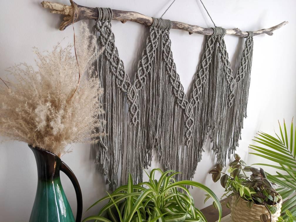 Macrame Wall Hanging - Triple Fringe String Theories Fiber Design