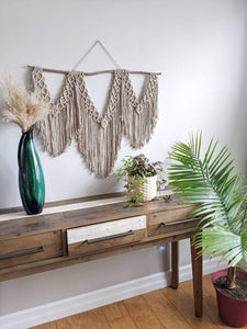 Macrame Wall Hanging - Triple Fringe String Theories Fiber Design