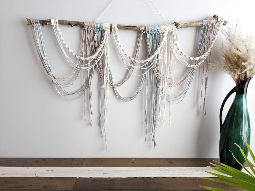 Draped Minimalist Mid Century Modern Macrame Wall Hanging String Theories Fiber Design