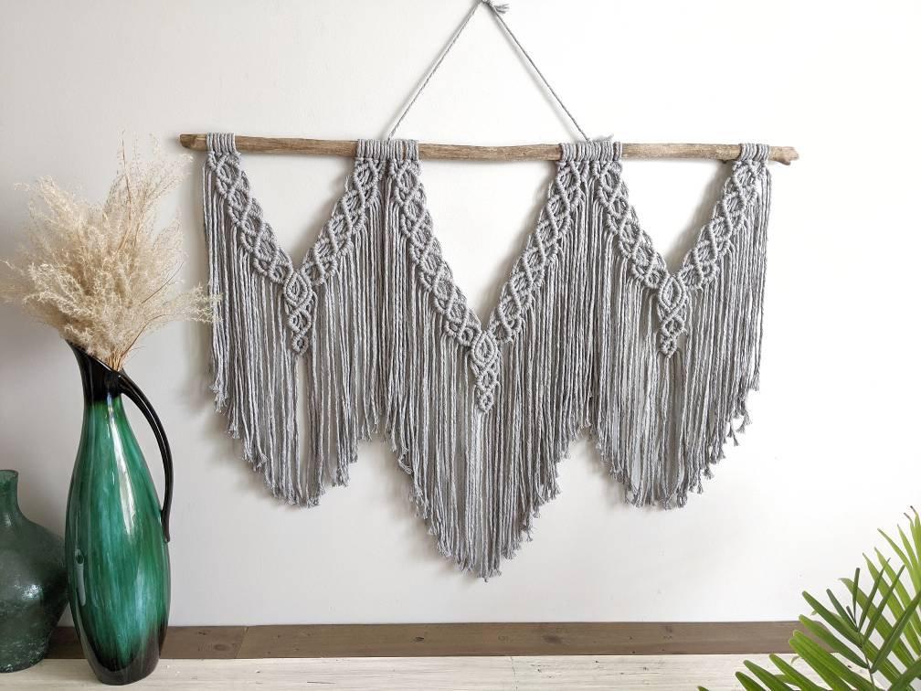 Macrame Wall Hanging - Triple Fringe String Theories Fiber Design