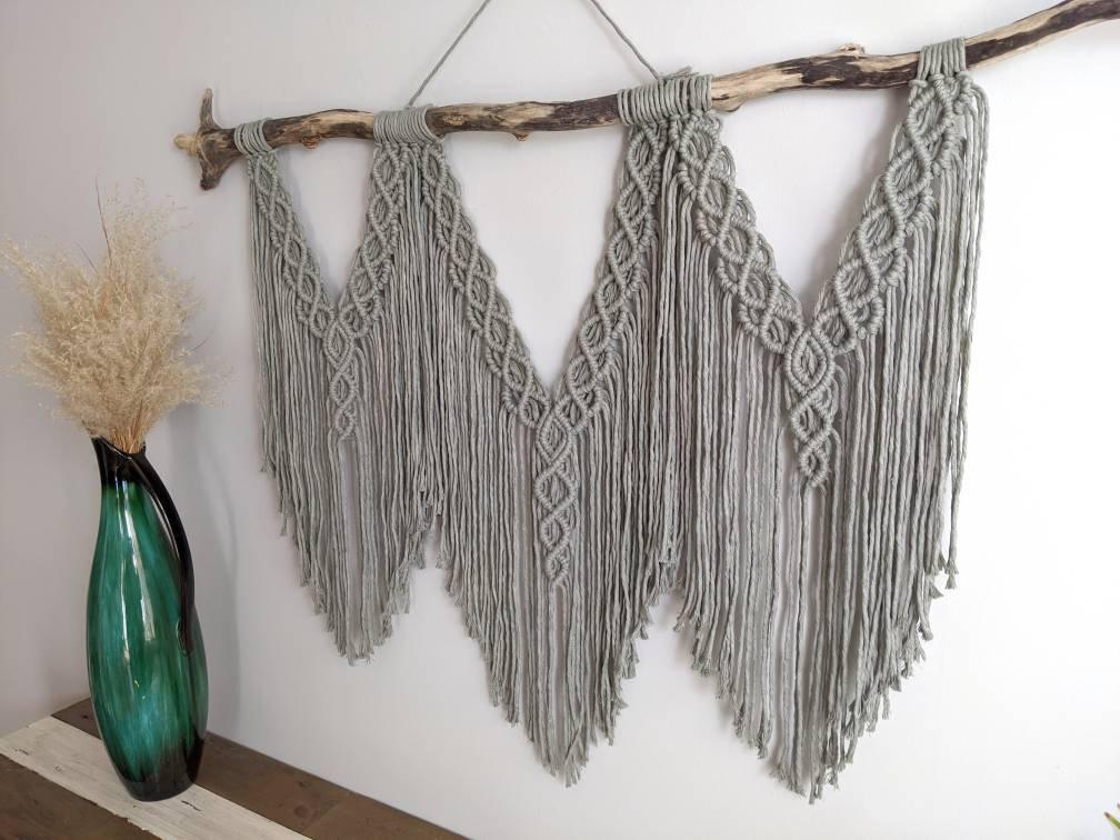 Macrame Wall Hanging - Triple Fringe String Theories Fiber Design