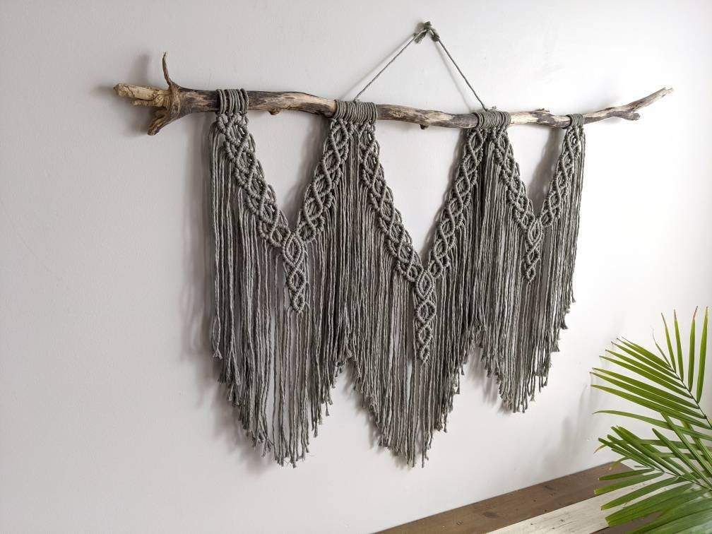 Macrame Wall Hanging - Triple Fringe String Theories Fiber Design