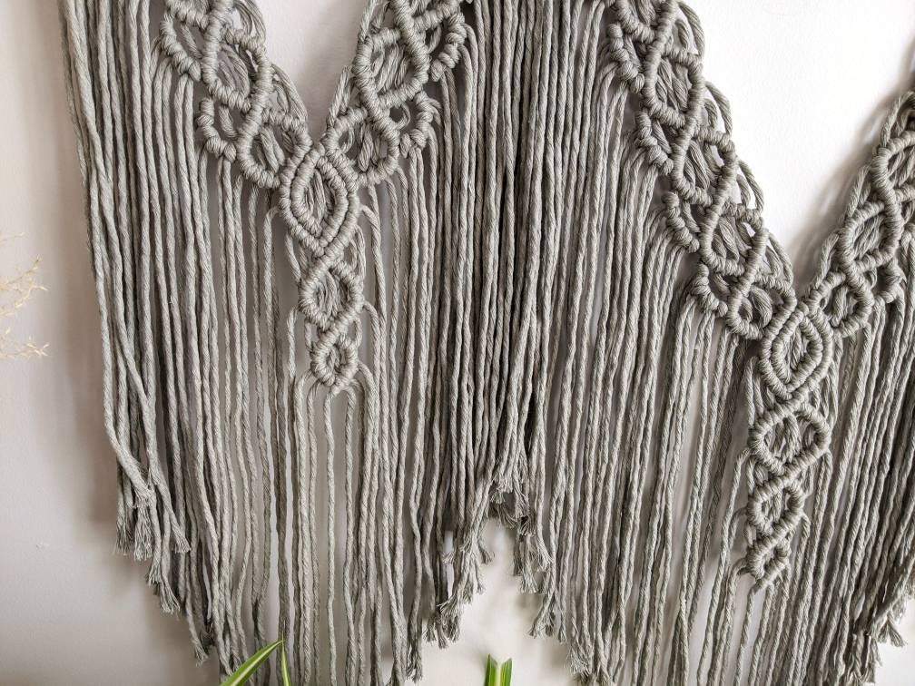 Macrame Wall Hanging - Triple Fringe String Theories Fiber Design