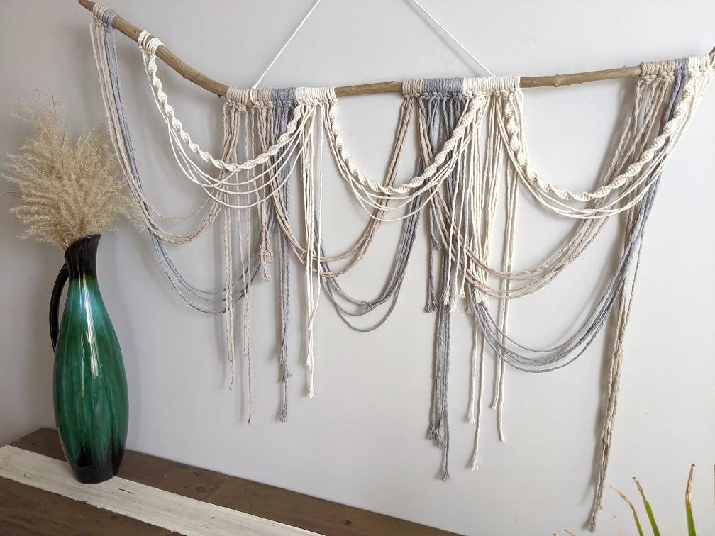 Draped Minimalist Mid Century Modern Macrame Wall Hanging String Theories Fiber Design