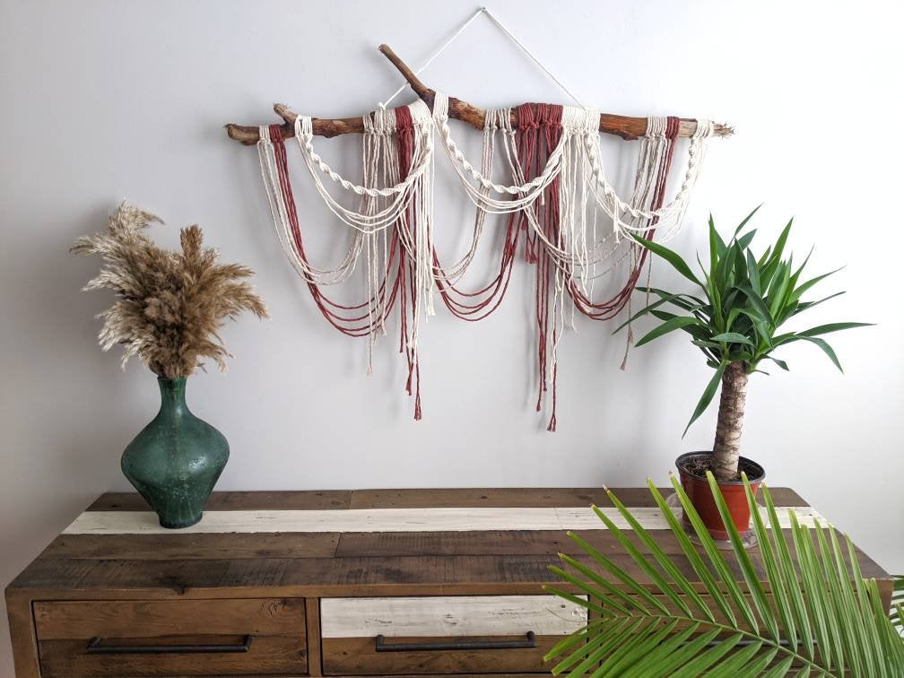 Draped Minimalist Mid Century Modern Macrame Wall Hanging String Theories Fiber Design